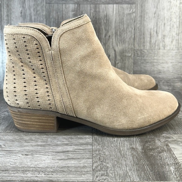 Kensie Shoes - Kensie Gage Booties Womens 10 Tan Suede Leather Perforated Ankle Boots NEW
